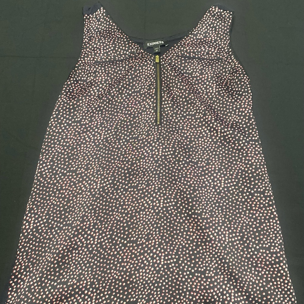 Express womens navy/black patterned zipper front tank top blouse size XS